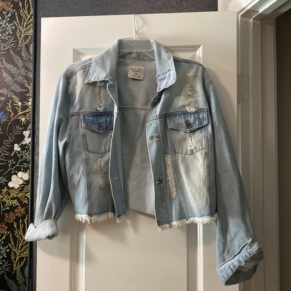 Large light denim cropped jacket